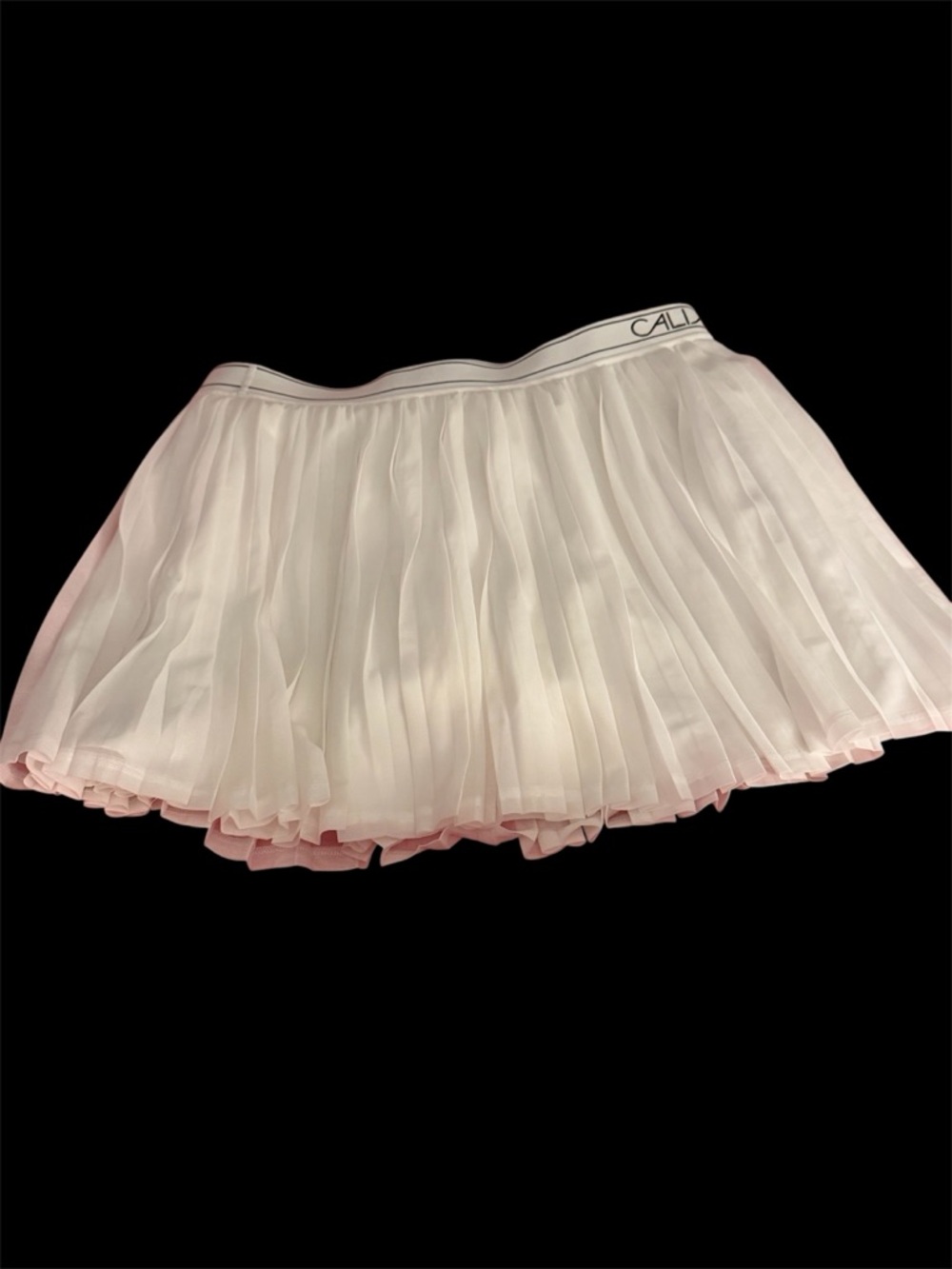 CALIA by Carrie Underwood White Pleated Mini Skirt with Pink Lining